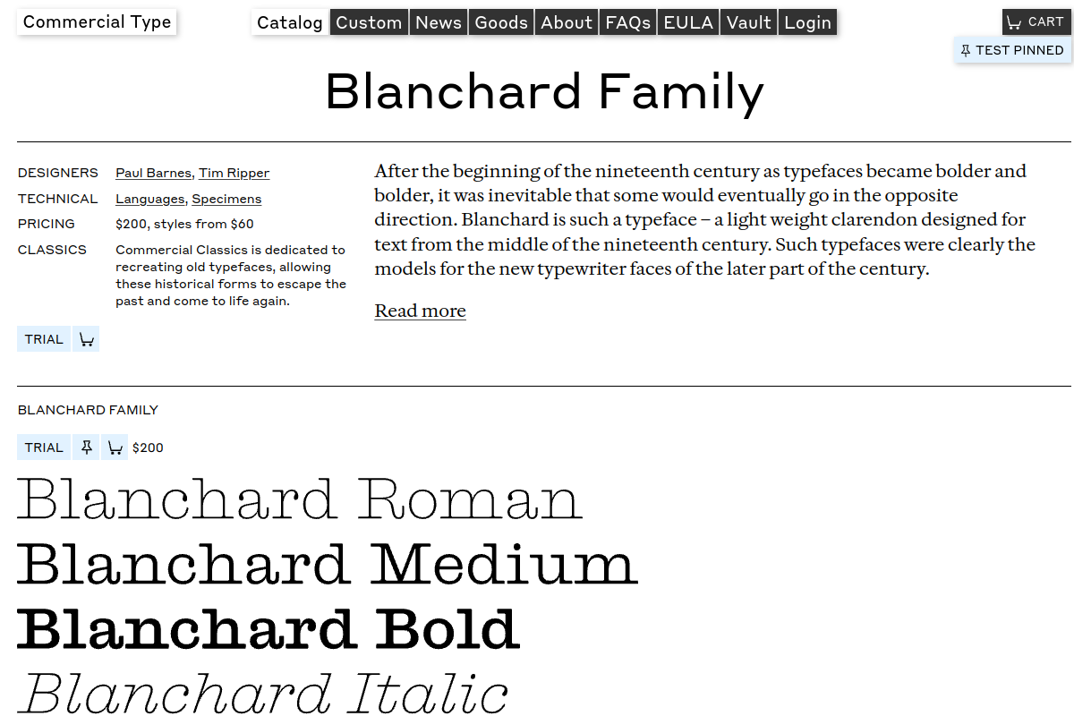 screenshot of Blanchard Collection