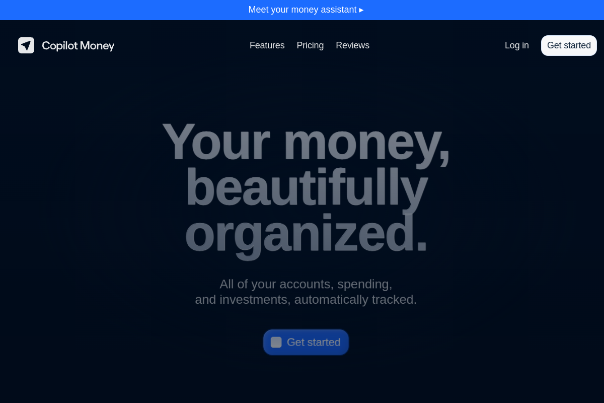 Your money, beautifully organized website screenshot 1