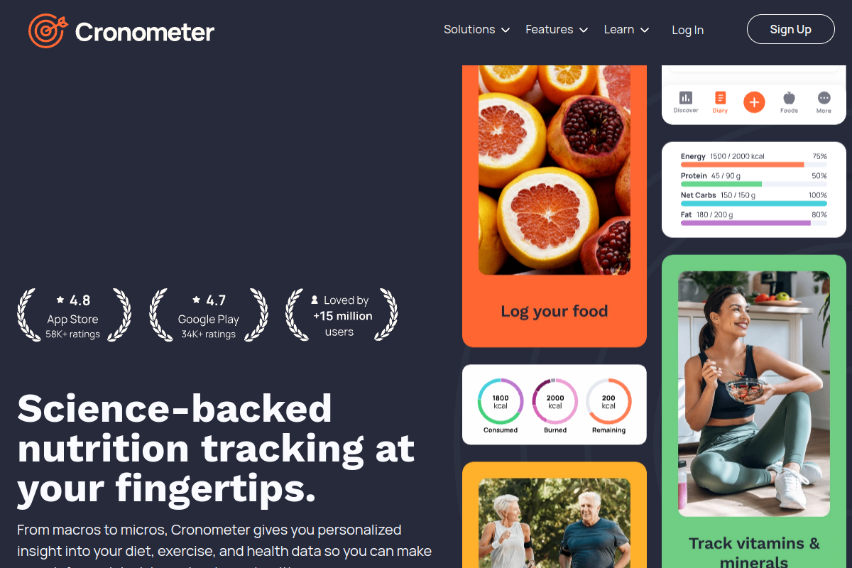The Most Accurate Nutrition Tracking App & Calorie Counter website screenshot 1