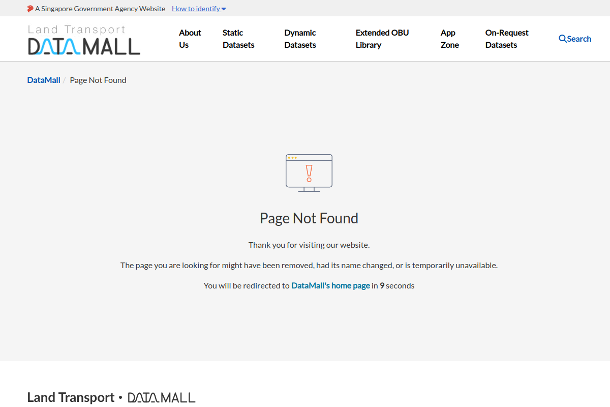 Land Transport Authority DataMall, Singapore preview