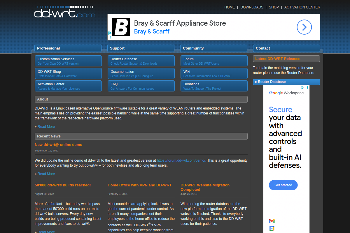 Screenshot of dd-wrt.com