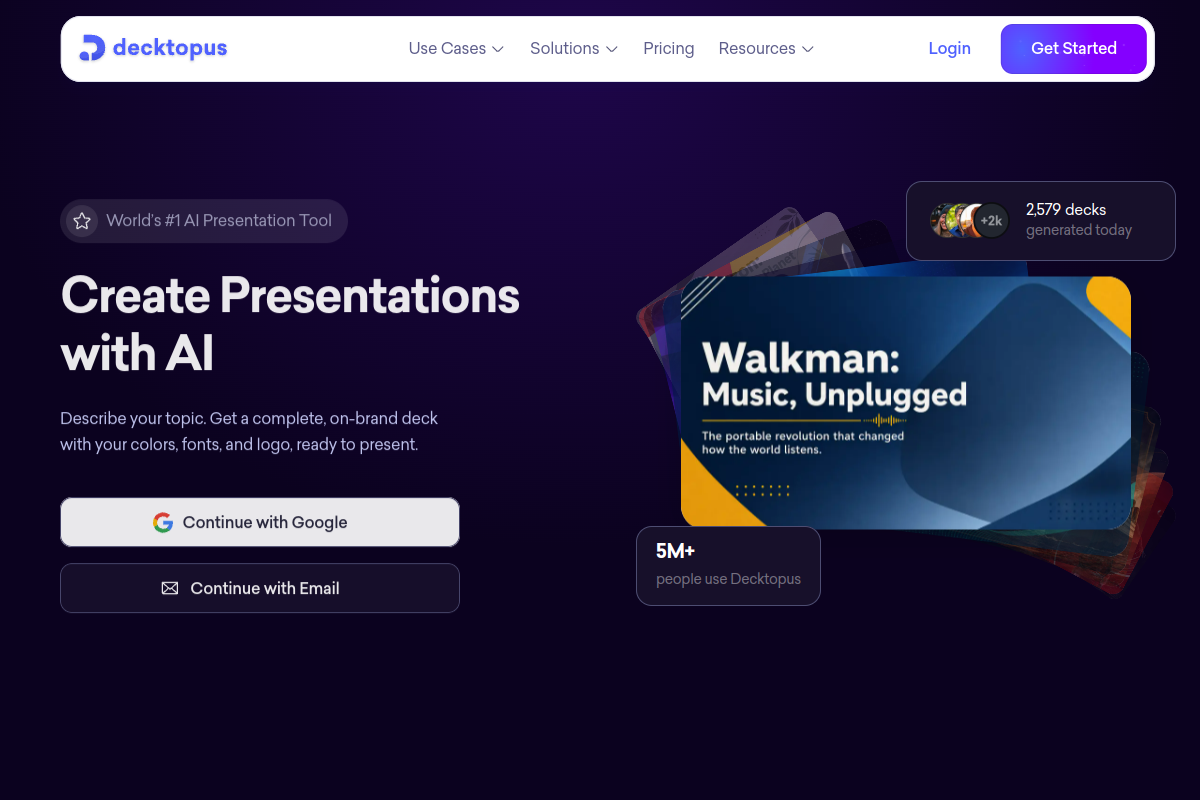 Decktopus AI website screenshot 1