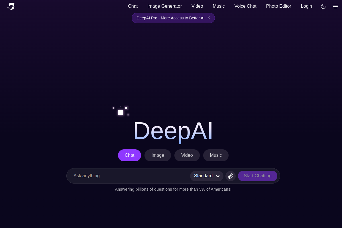 DeepAI website screenshot 1