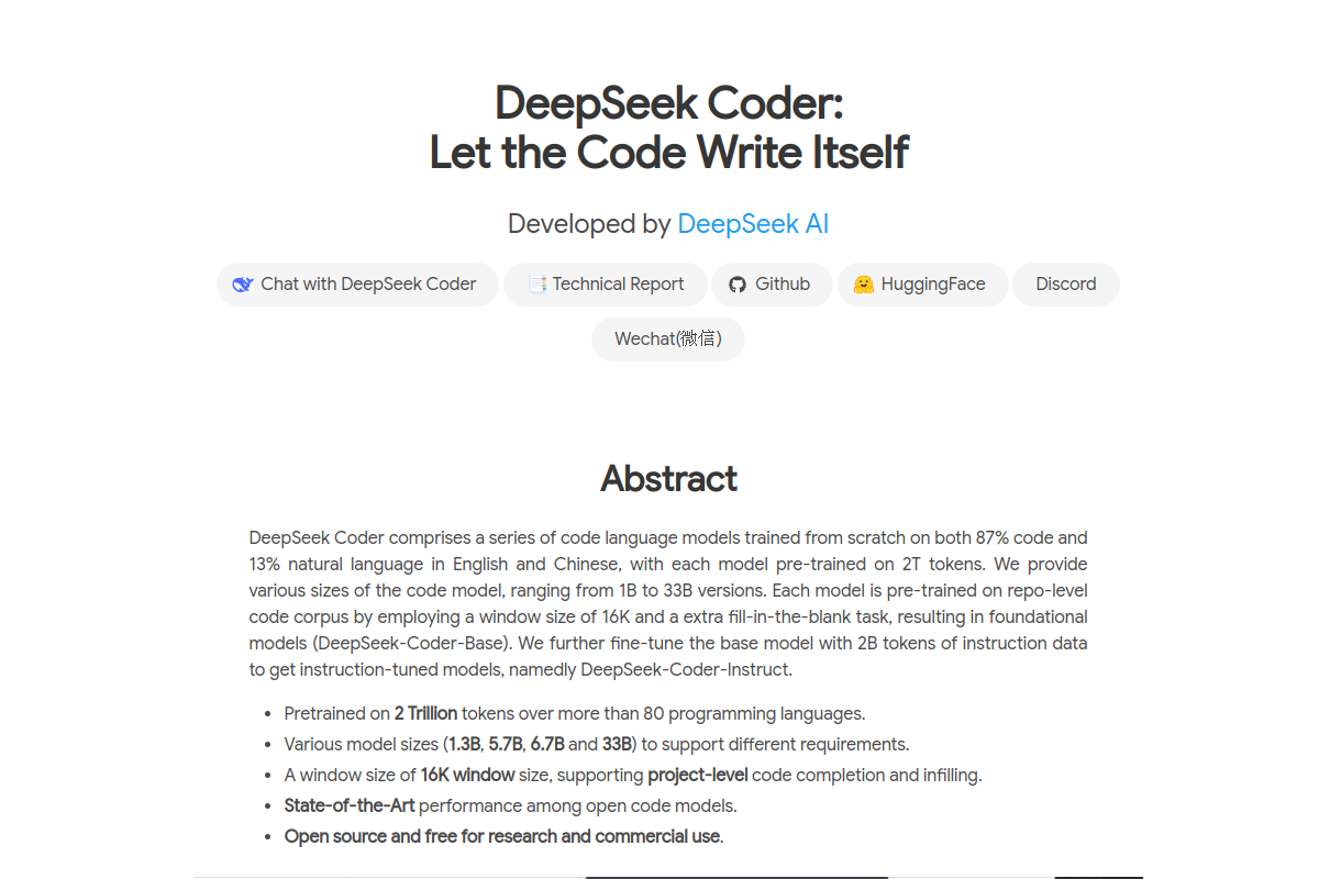 Deepseek Coder preview