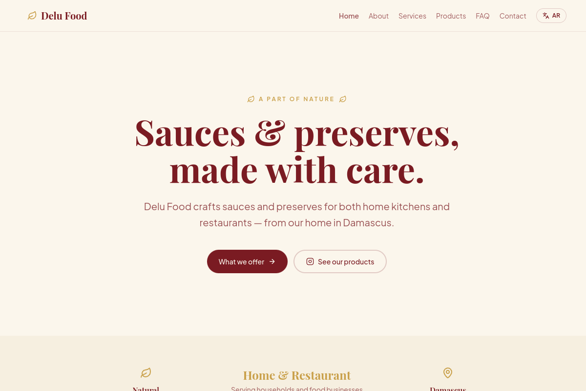 Delu Food website preview
