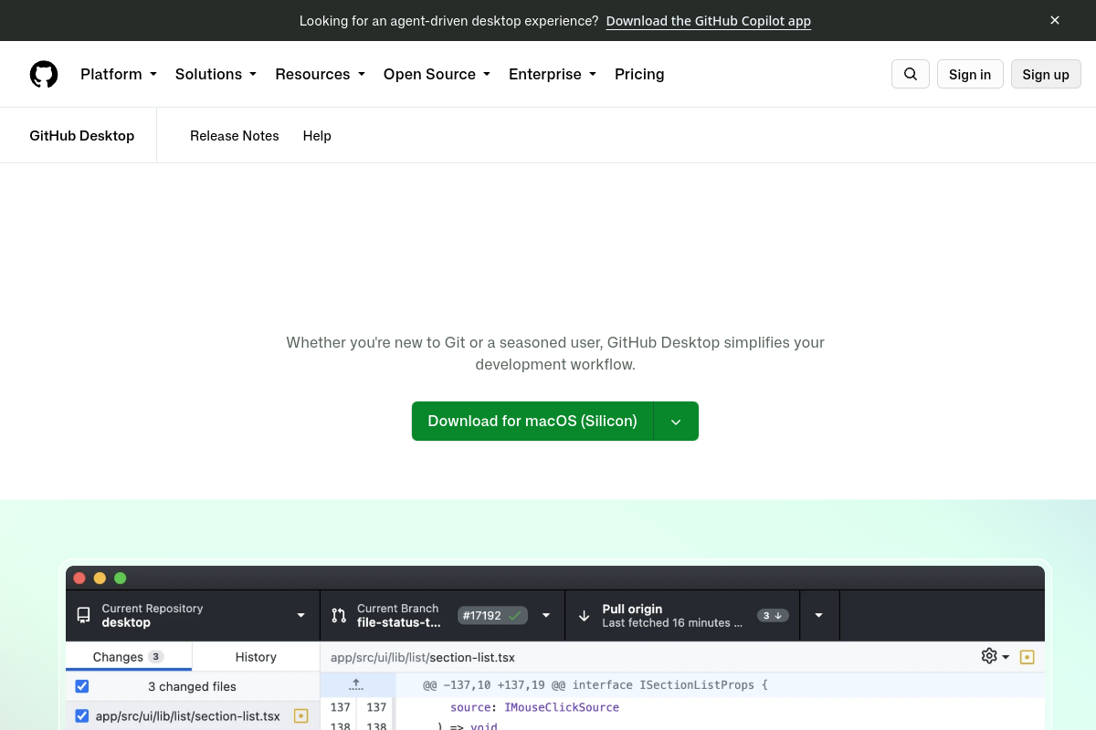 GitHub Desktop preview