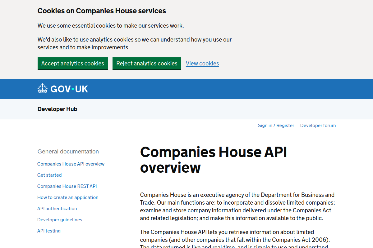 UK Companies House preview