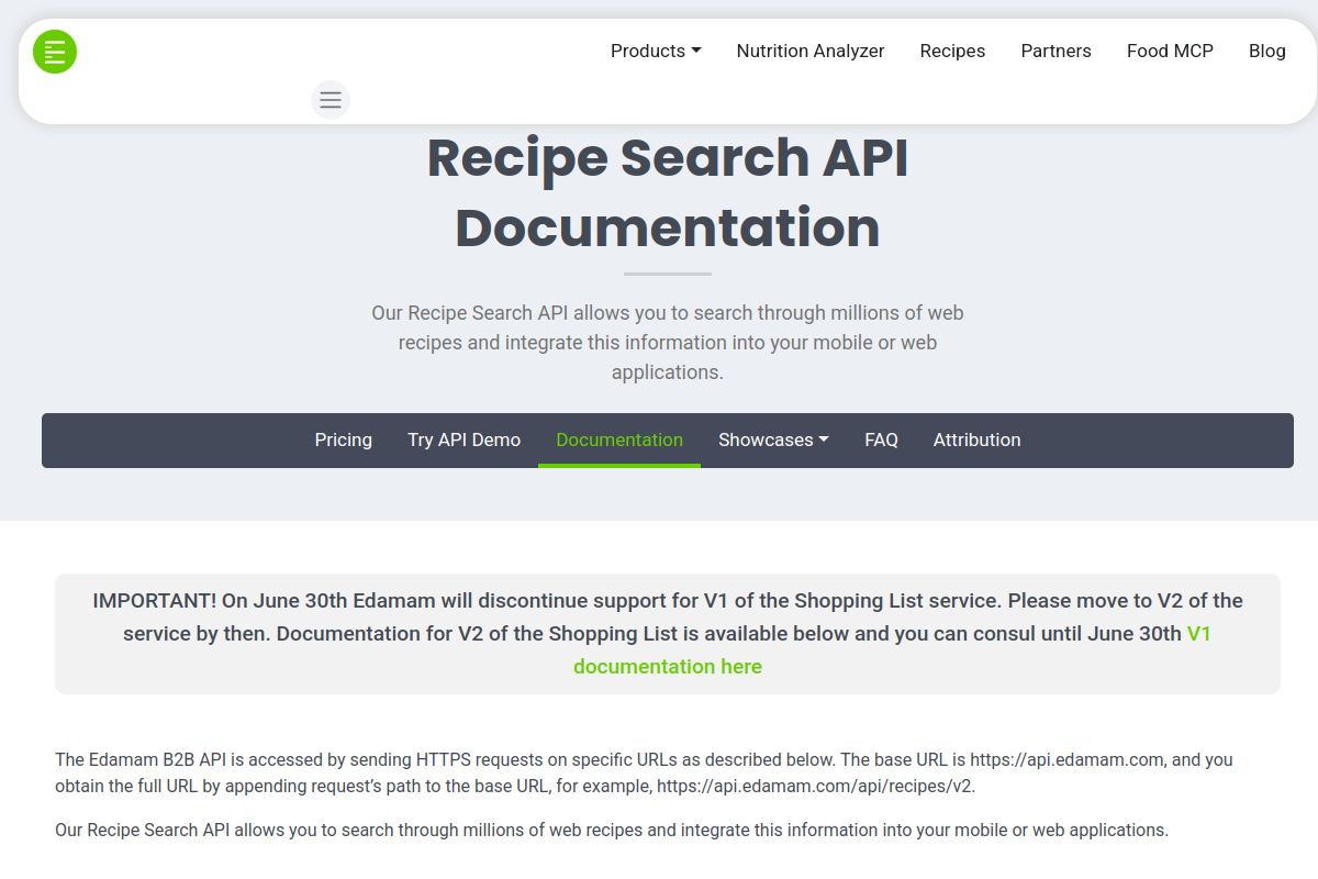 Edamam recipes preview