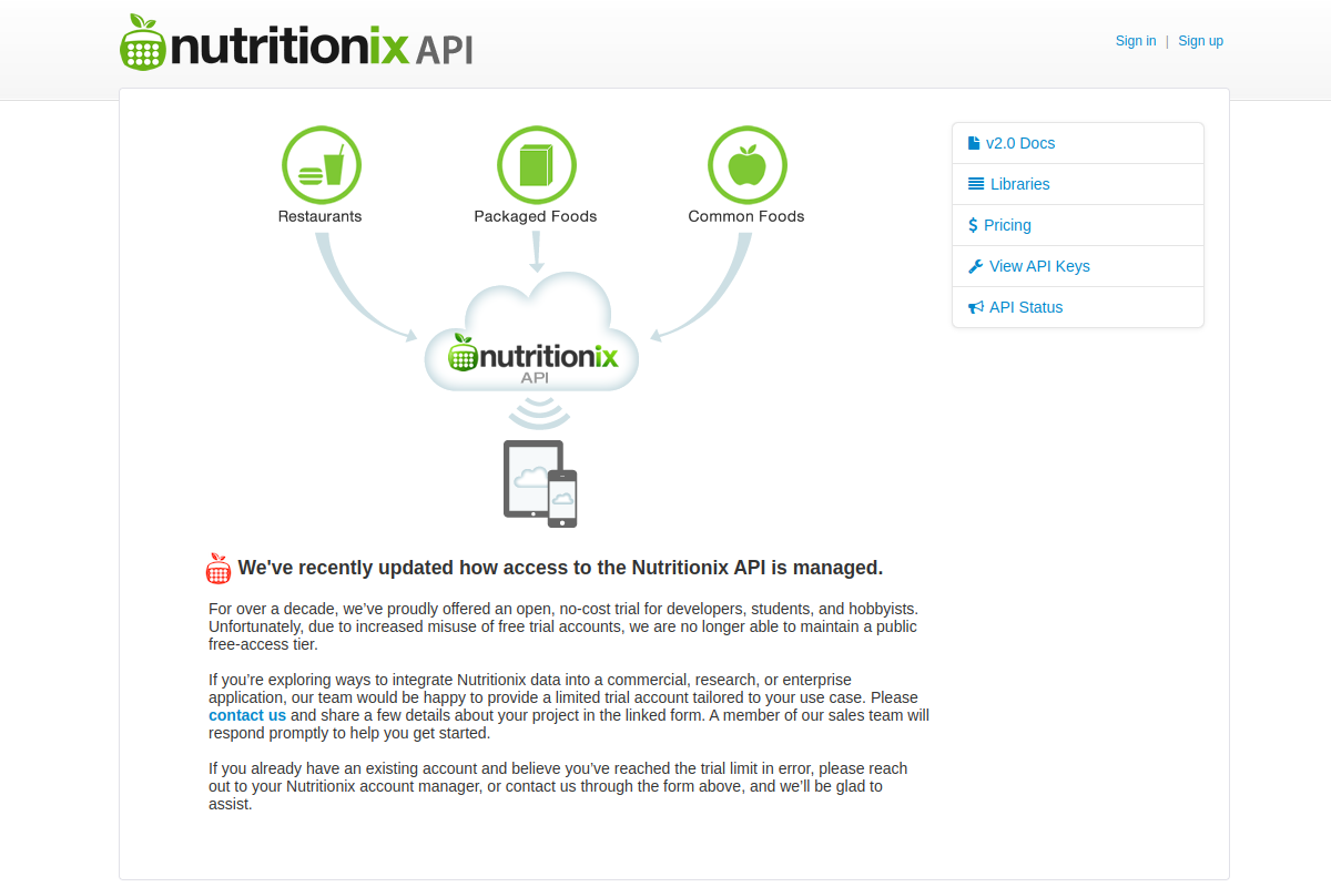 Nutritionix preview