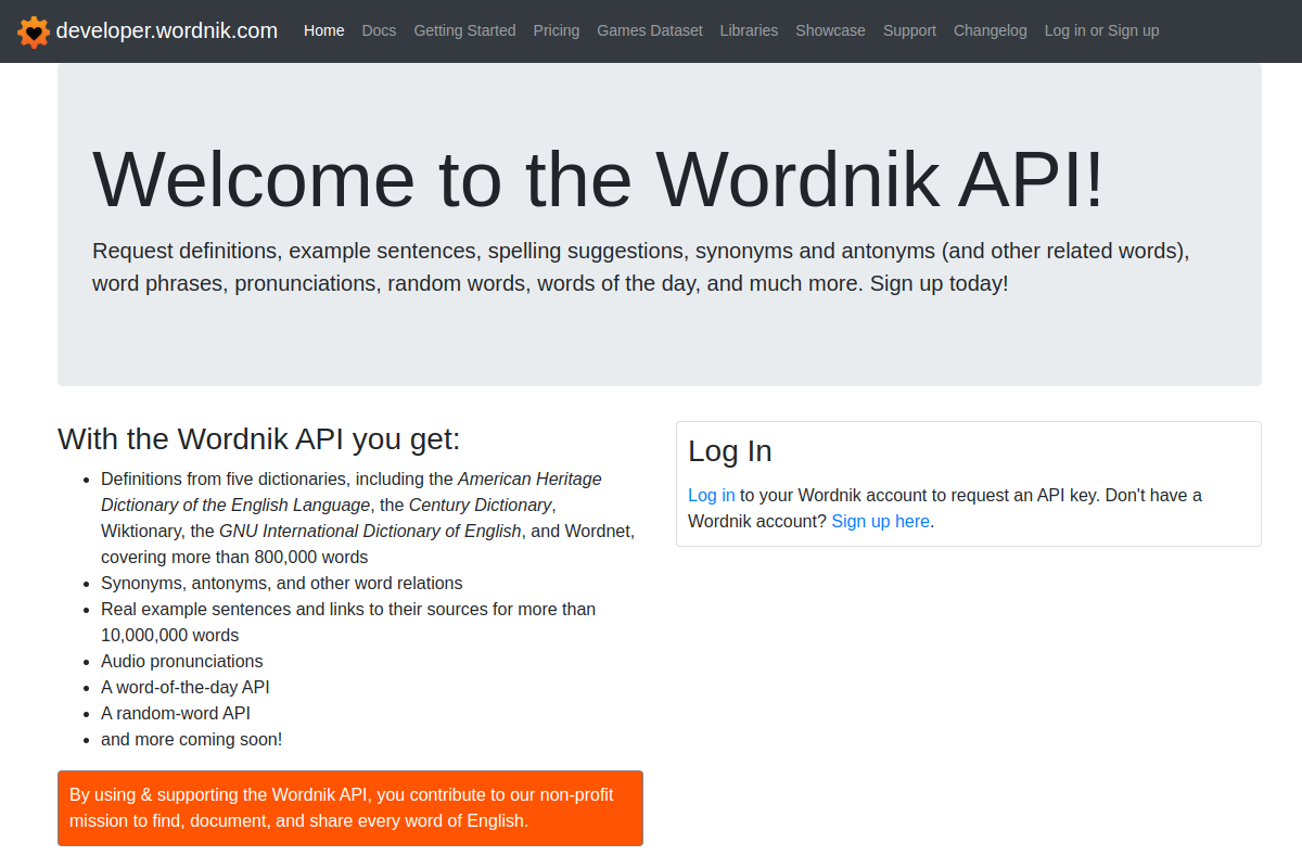 Wordnik preview