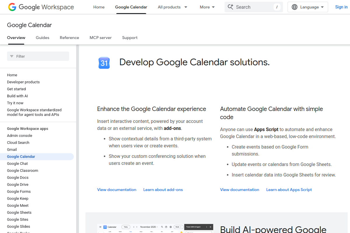 Google Calendar preview
