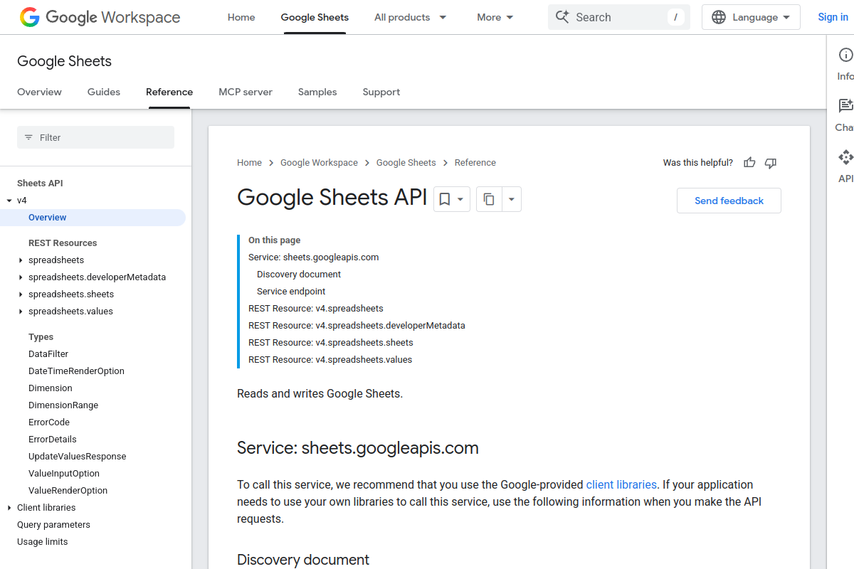 Google Sheets preview