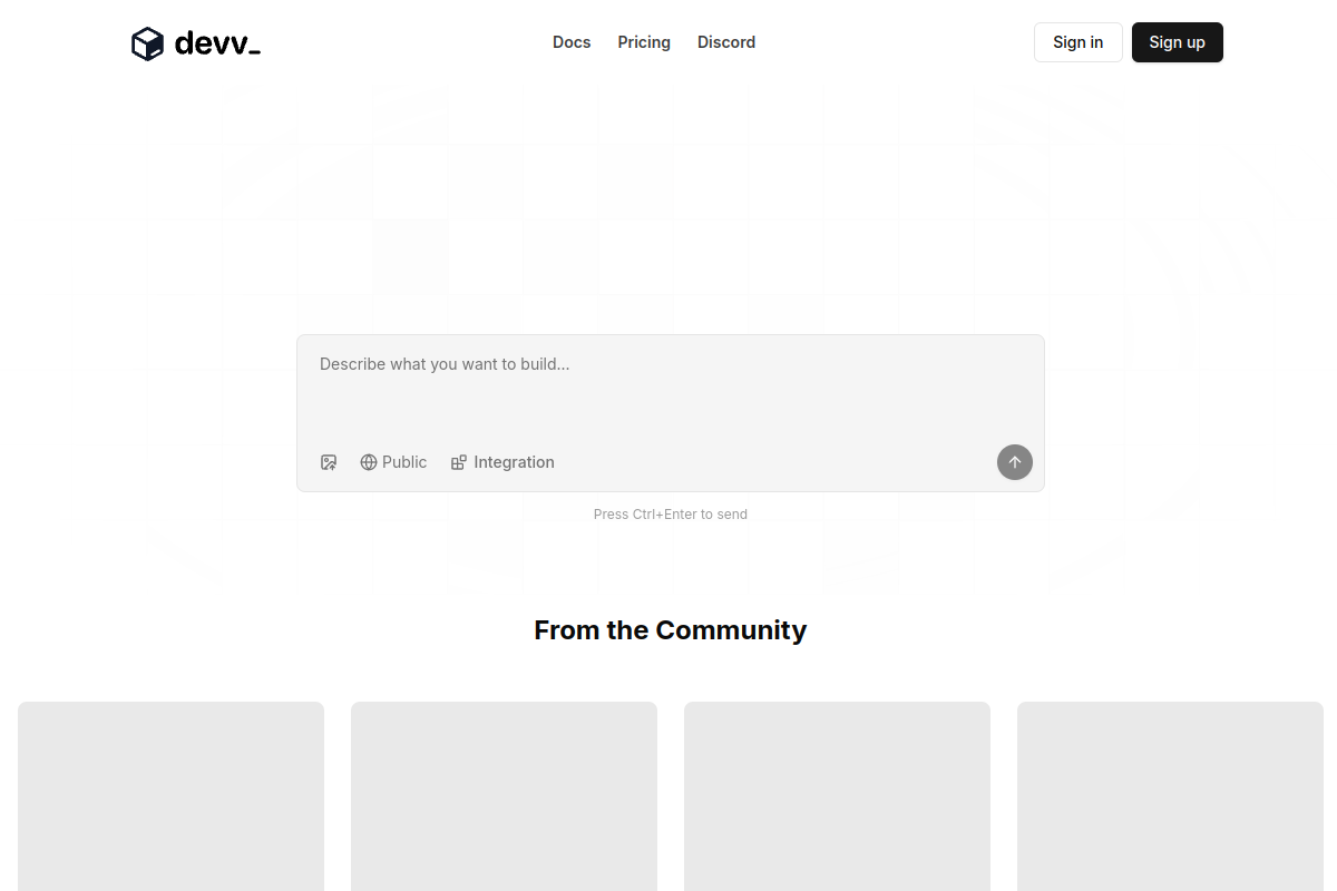 Devv AI website screenshot 1