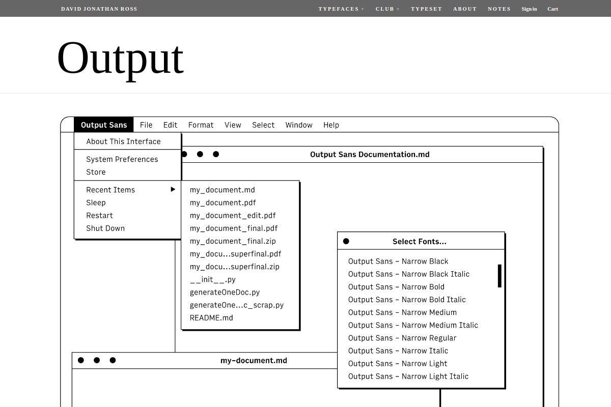 screenshot of Output Font