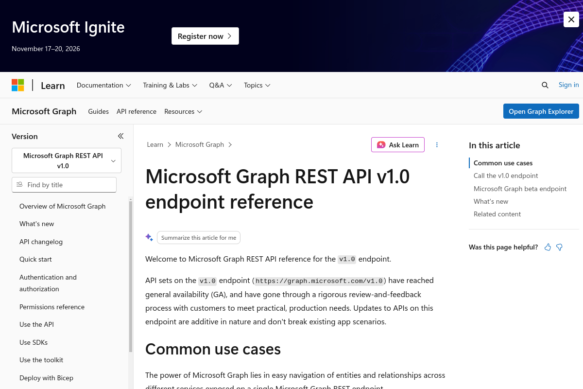Microsoft Graph preview
