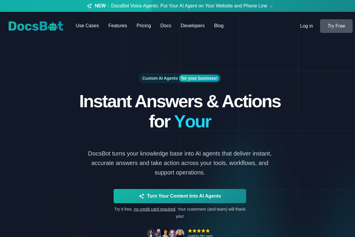 DocsBot website screenshot 1