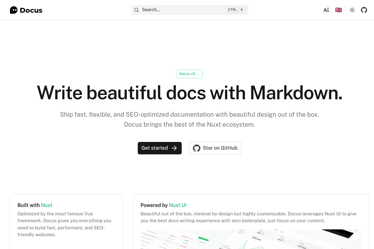 Screenshot of docus.dev