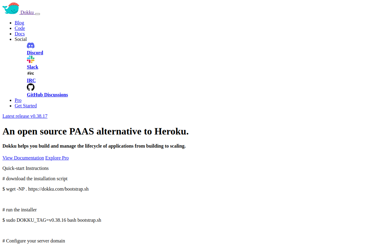 Screenshot of dokku.com