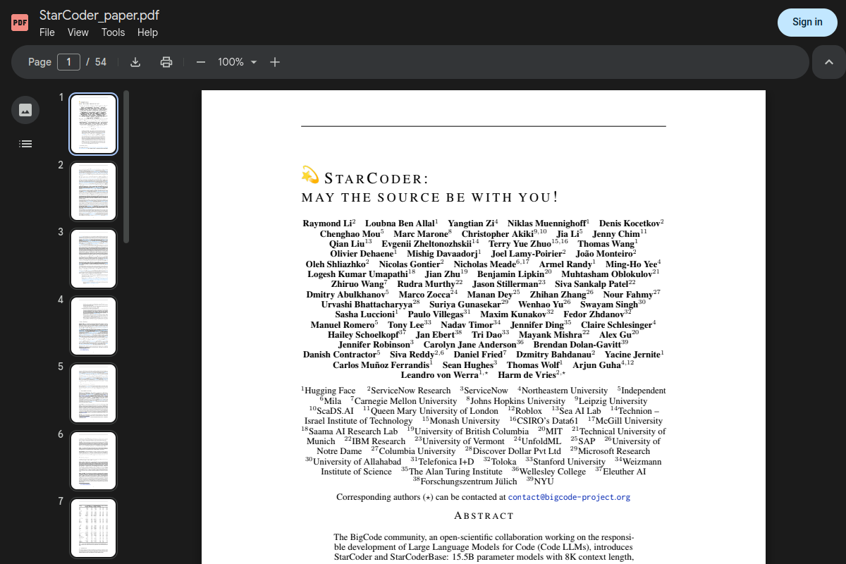 StarCoder: May the source be with you! website screenshot 1