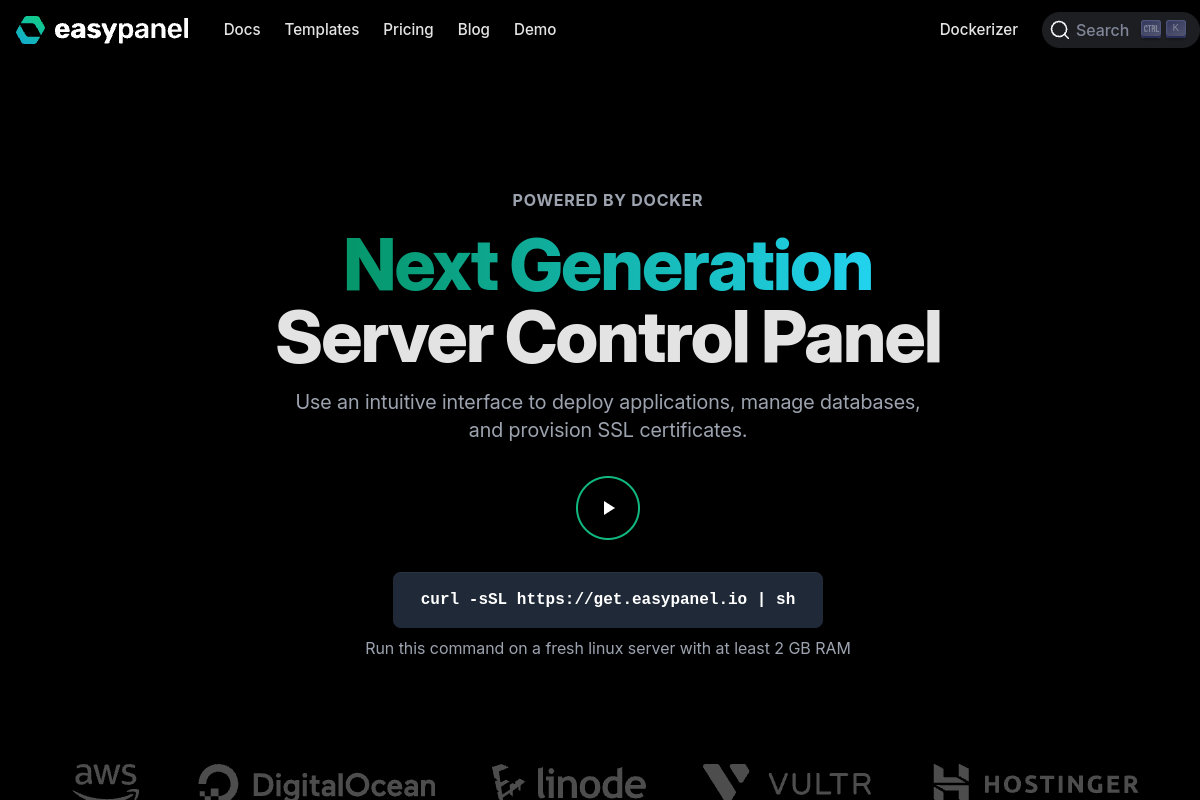 Screenshot of easypanel.io