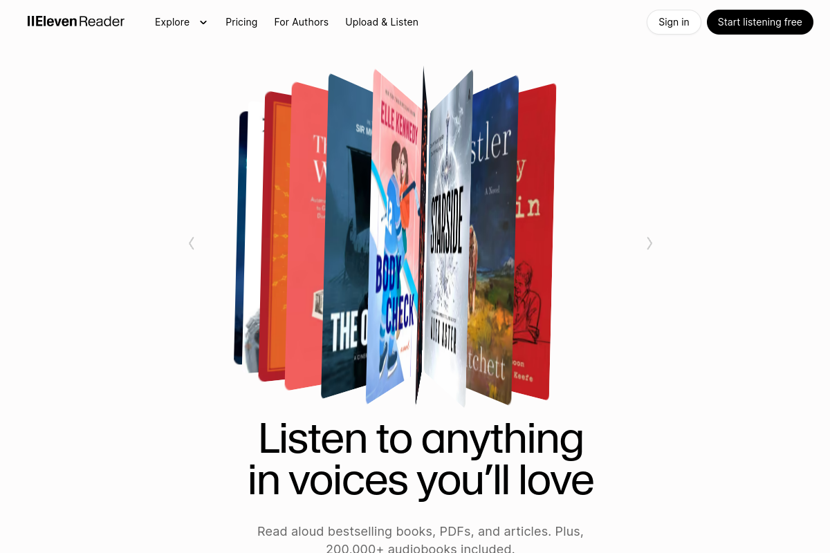 ElevenReader website screenshot 1