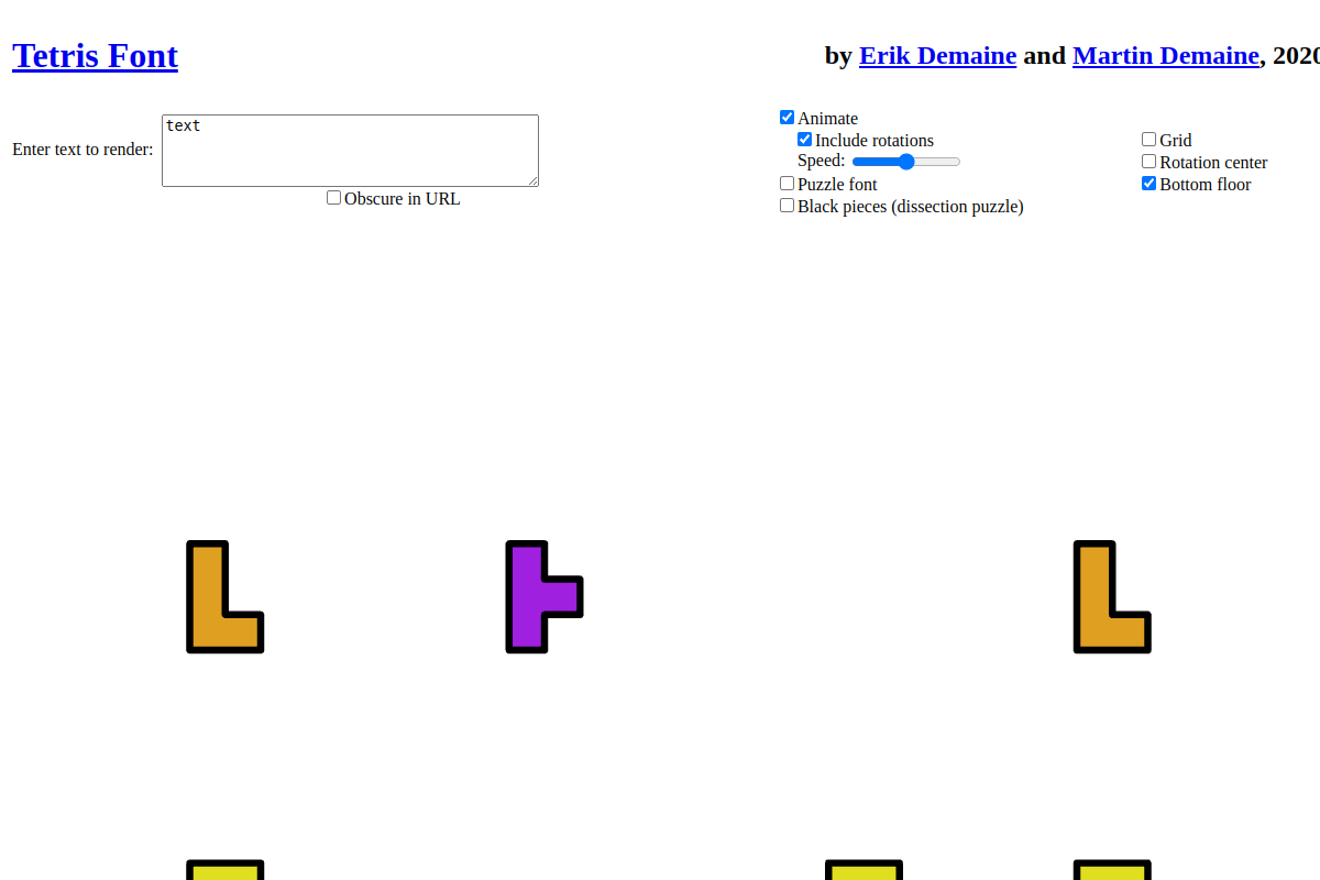 screenshot of Tetris Font