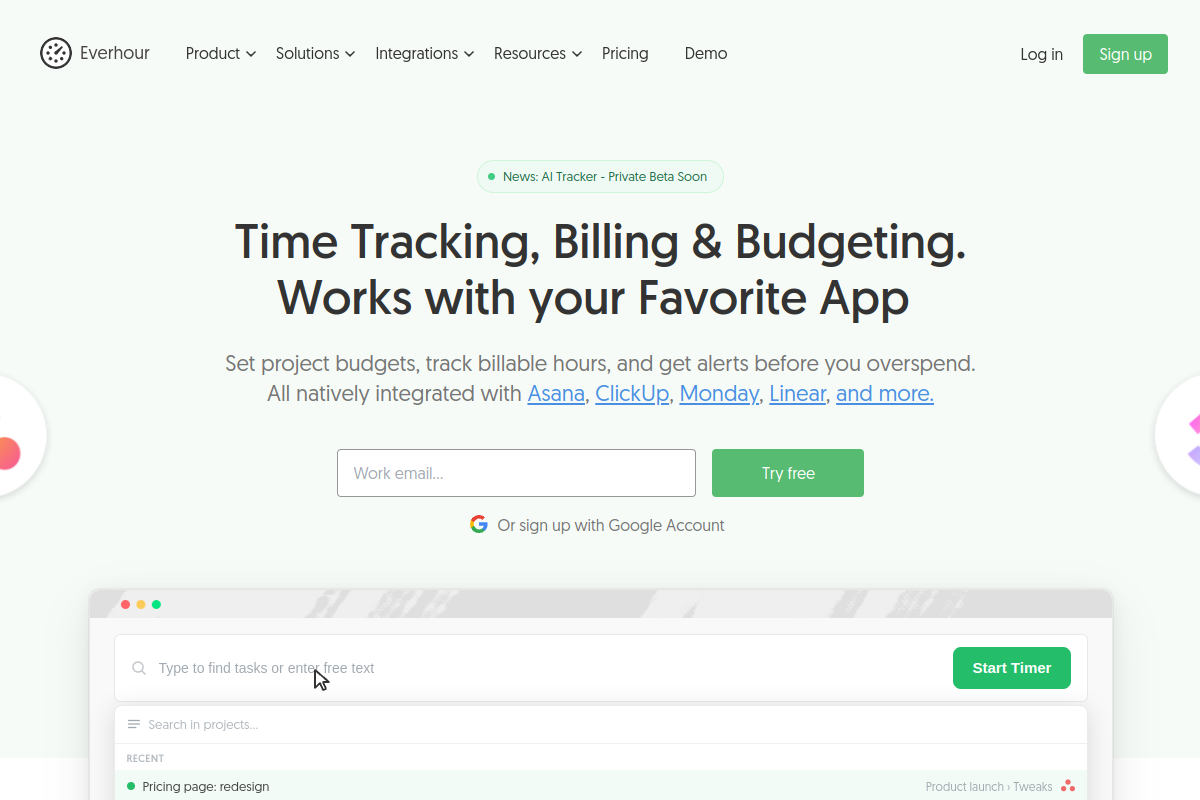 Everhour screenshot