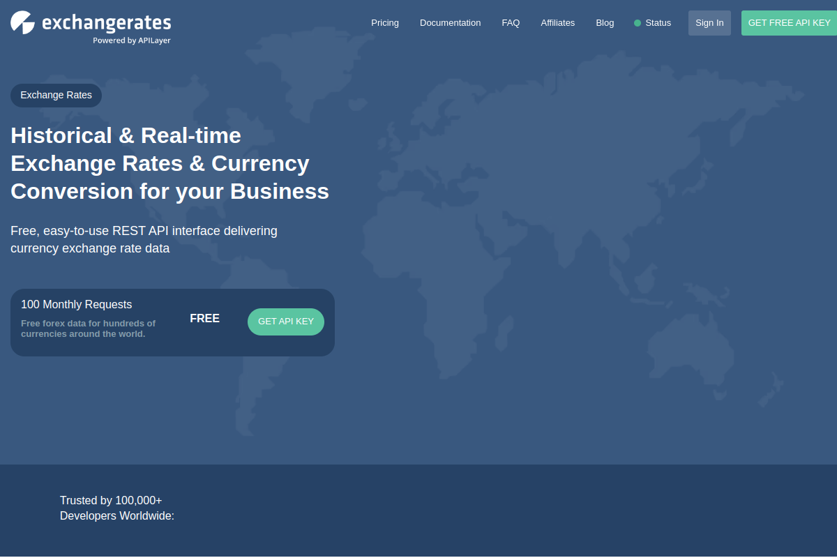 Exchangeratesapi.io preview