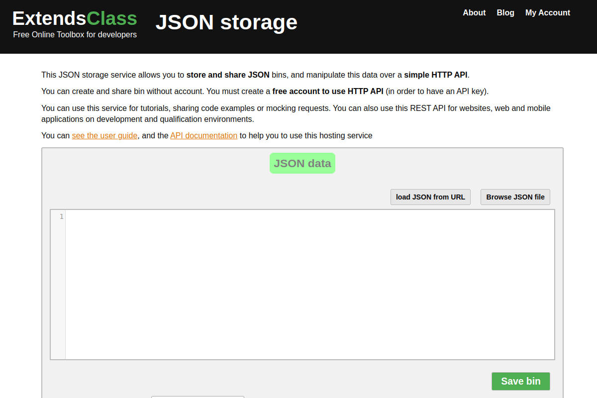 ExtendsClass JSON Storage preview