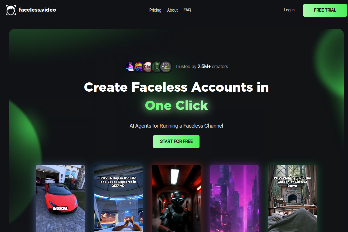 Faceless.video website screenshot 1