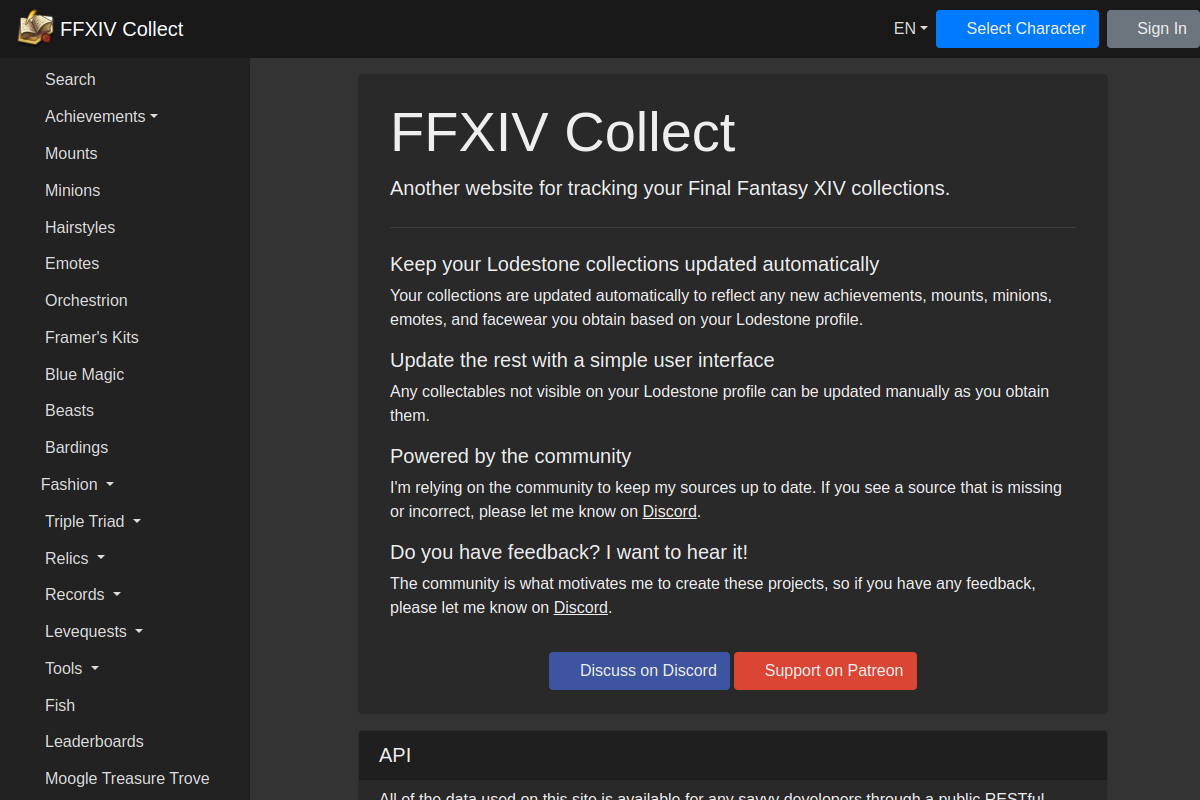 FFXIV Collect preview