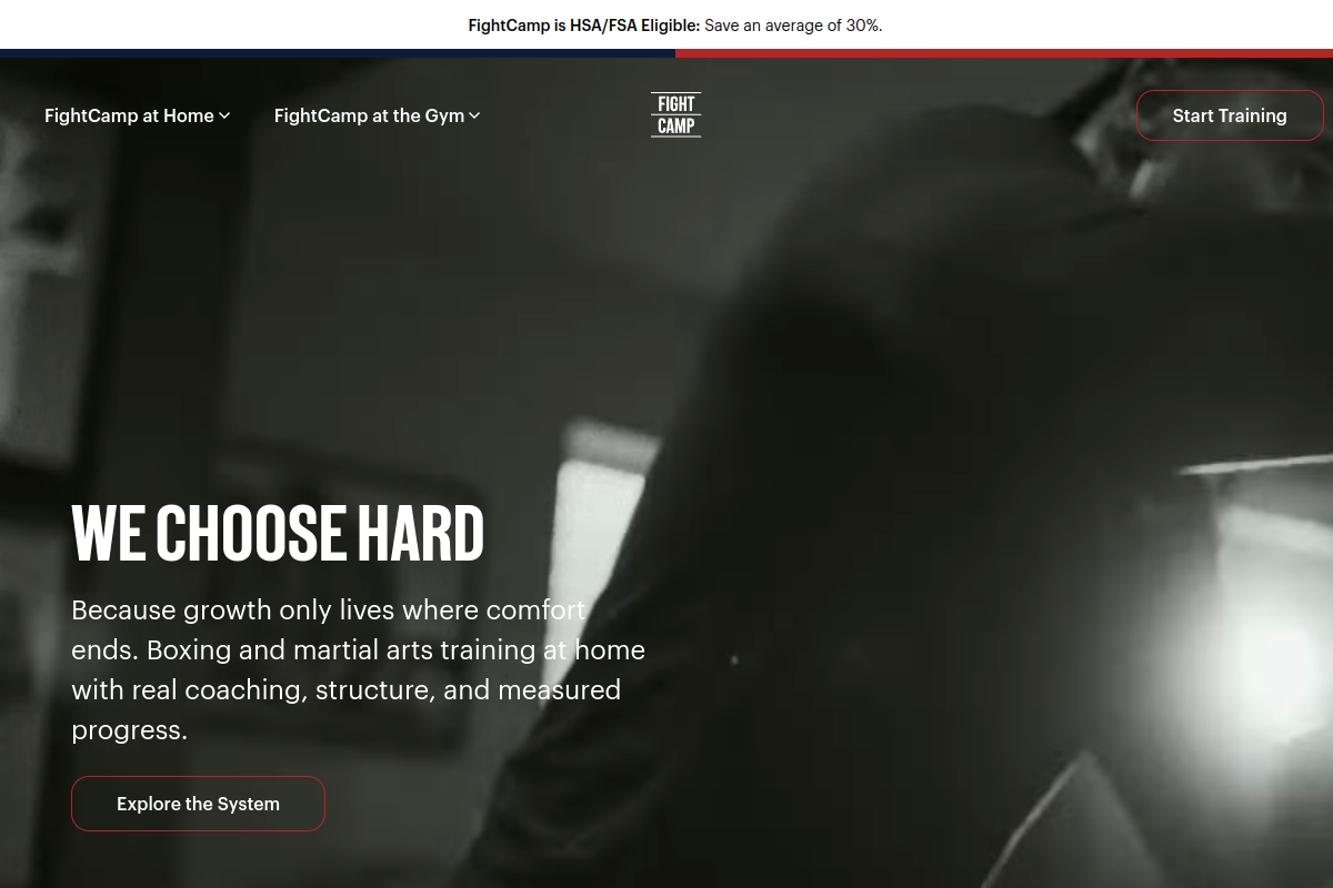 FightCamp website screenshot 1