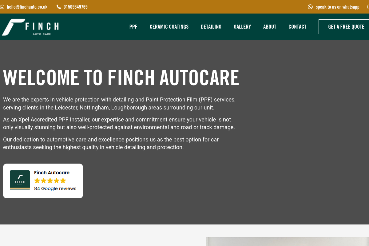 Finch Auto — East Midlands car detailing and PPF specialist