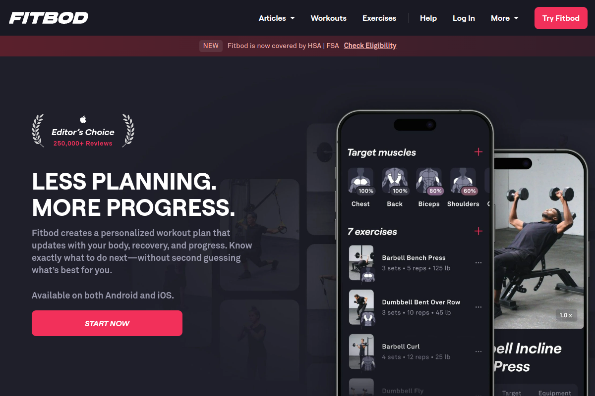 Fitbod website screenshot 1