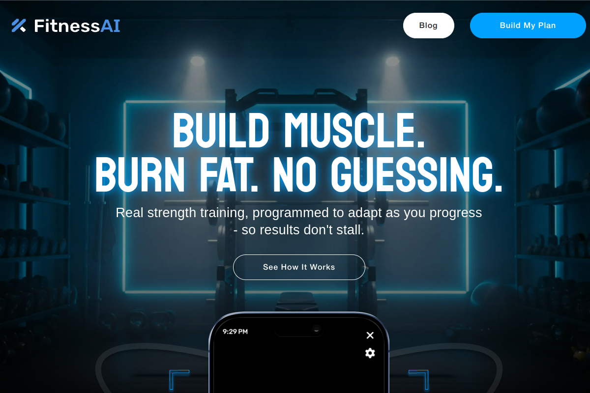 FitnessAI website screenshot 1