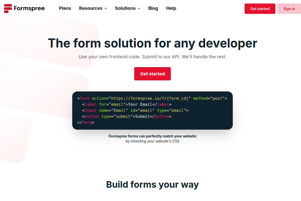 Formspree screenshot