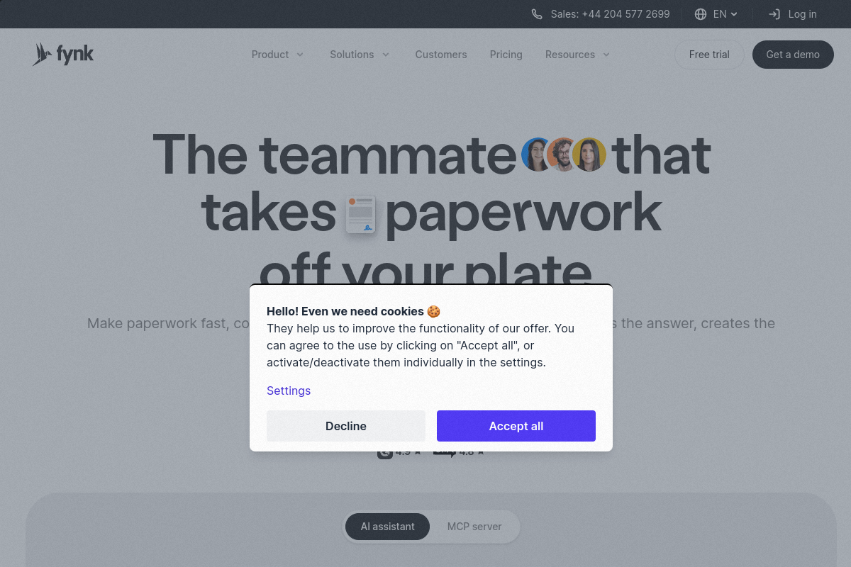 fynk website screenshot 1