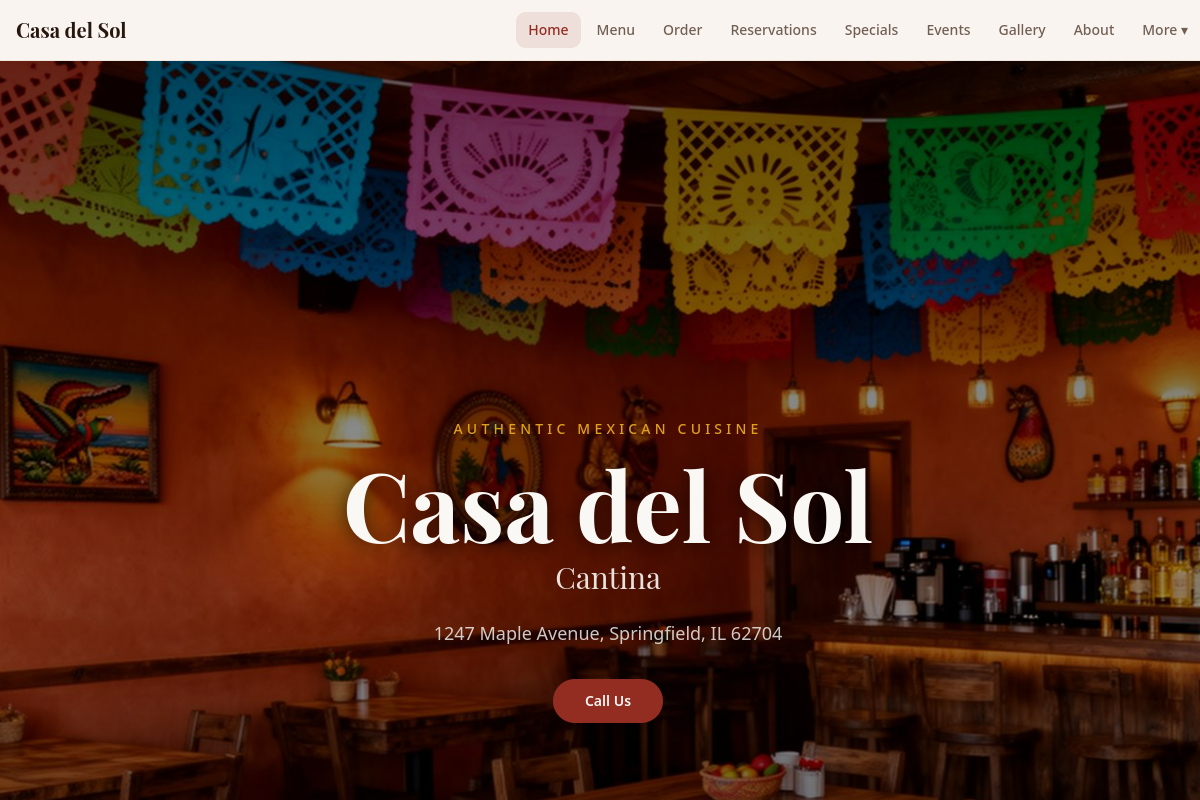 Restaurant & Hospitality concept site preview