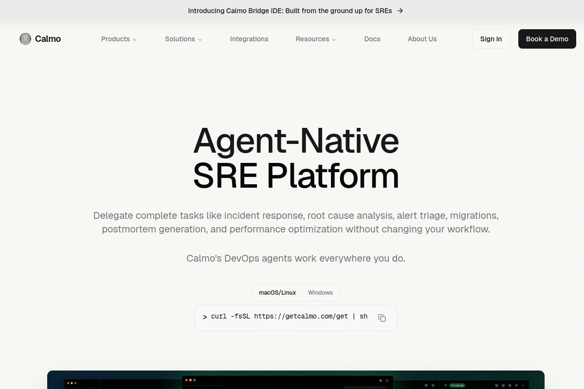 Calmo website screenshot 1