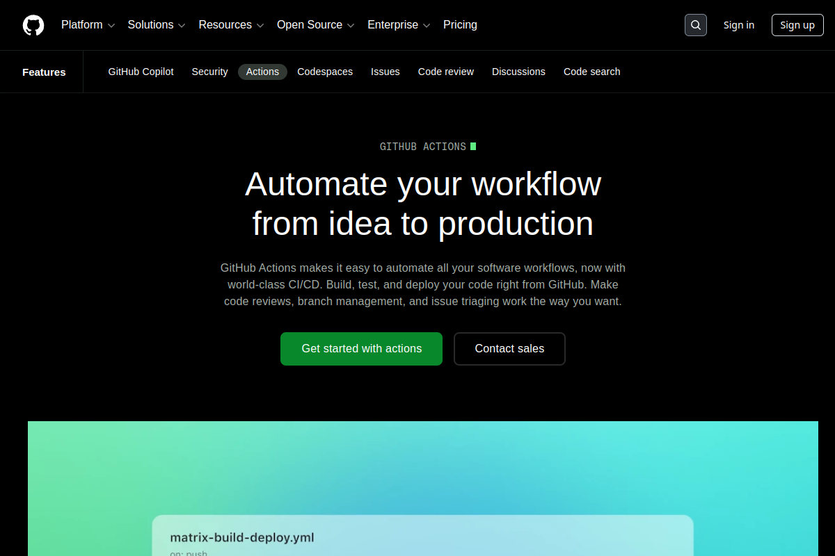 GitHub Actions screenshot