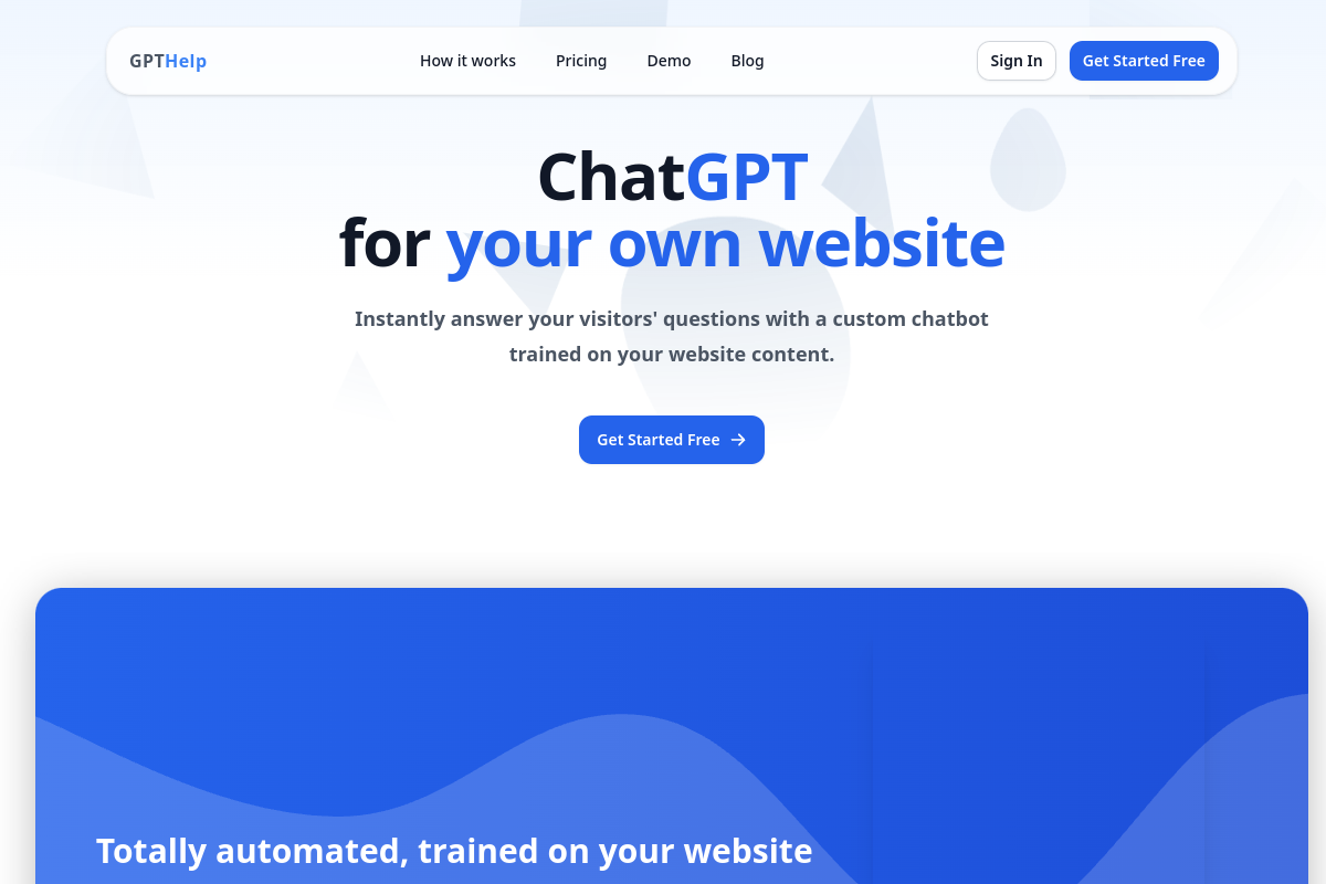 GPTHelp.ai website screenshot 1
