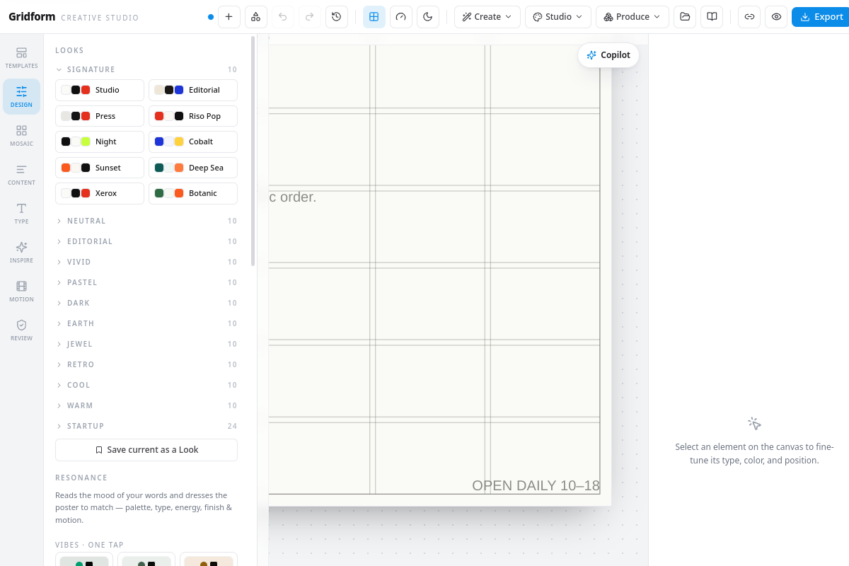 Gridform — the agentic creative studio