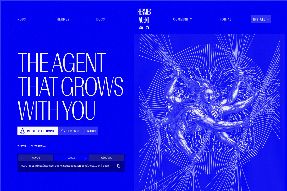 Hermes Agent website screenshot 1
