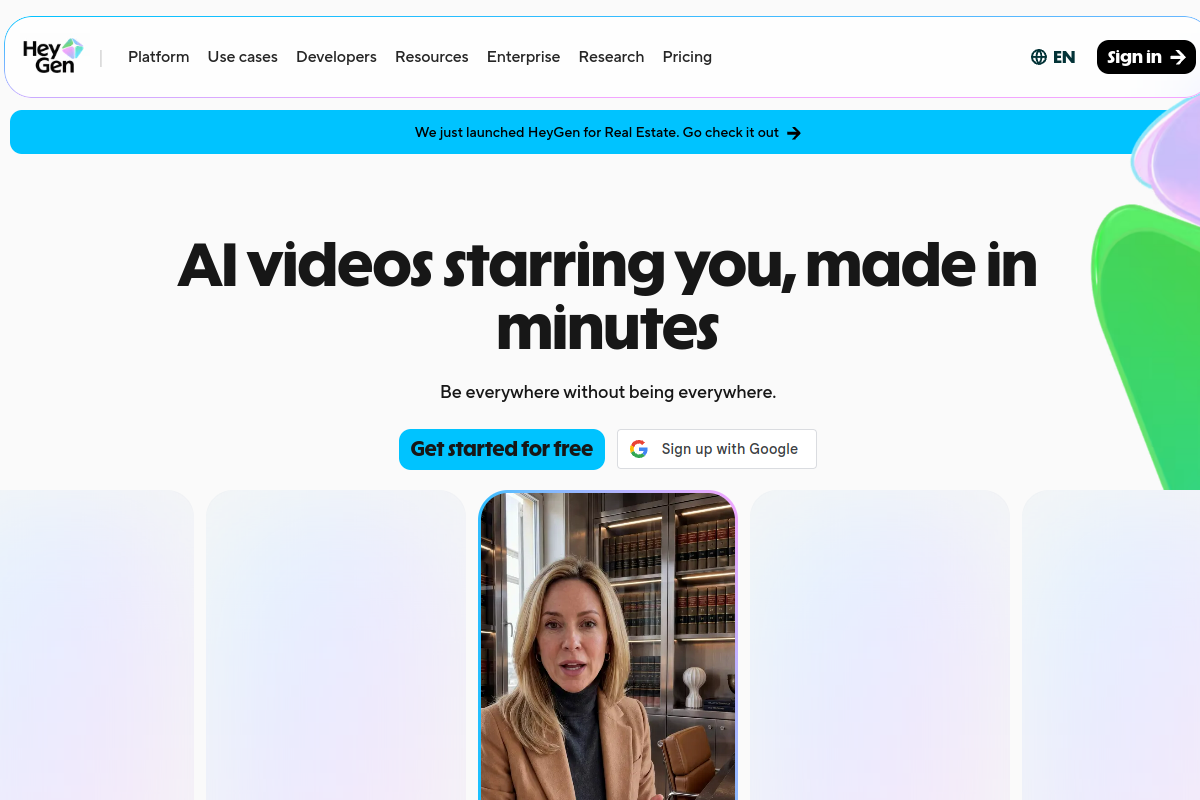 HeyGen website screenshot 1