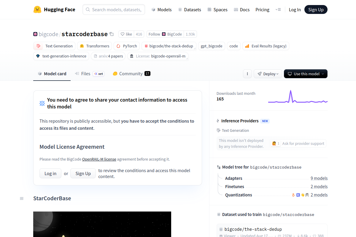 StarCoder Base 15.5B preview