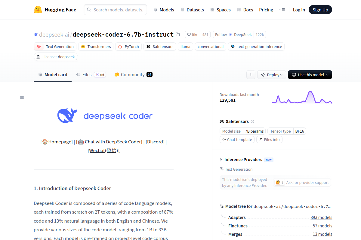 DeepSeek Coder 6.7B Instruct preview