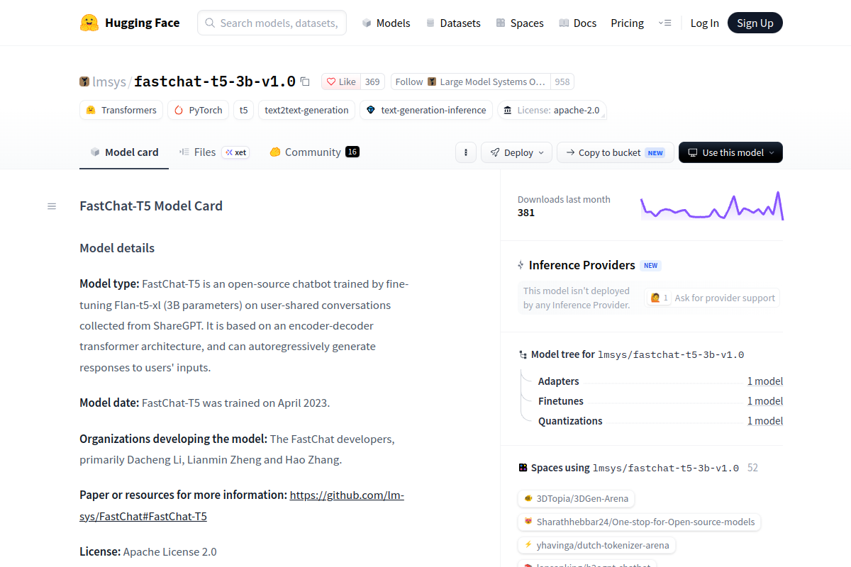 fastchat-t5-3b-v1.0 website screenshot 1