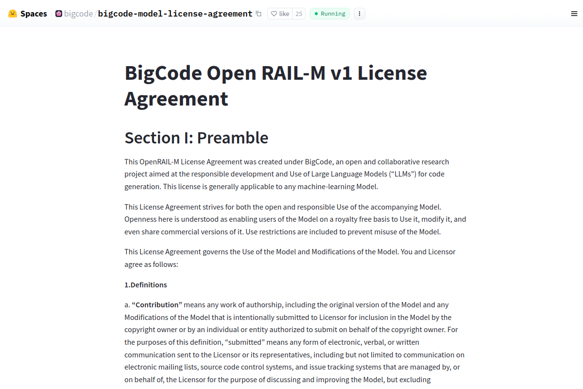 OpenRAIL-M v1 website screenshot 1