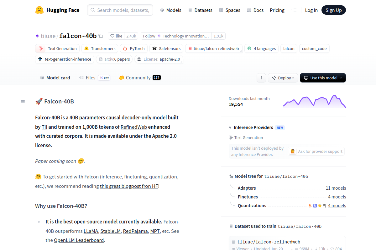 Falcon 40B Instruct preview