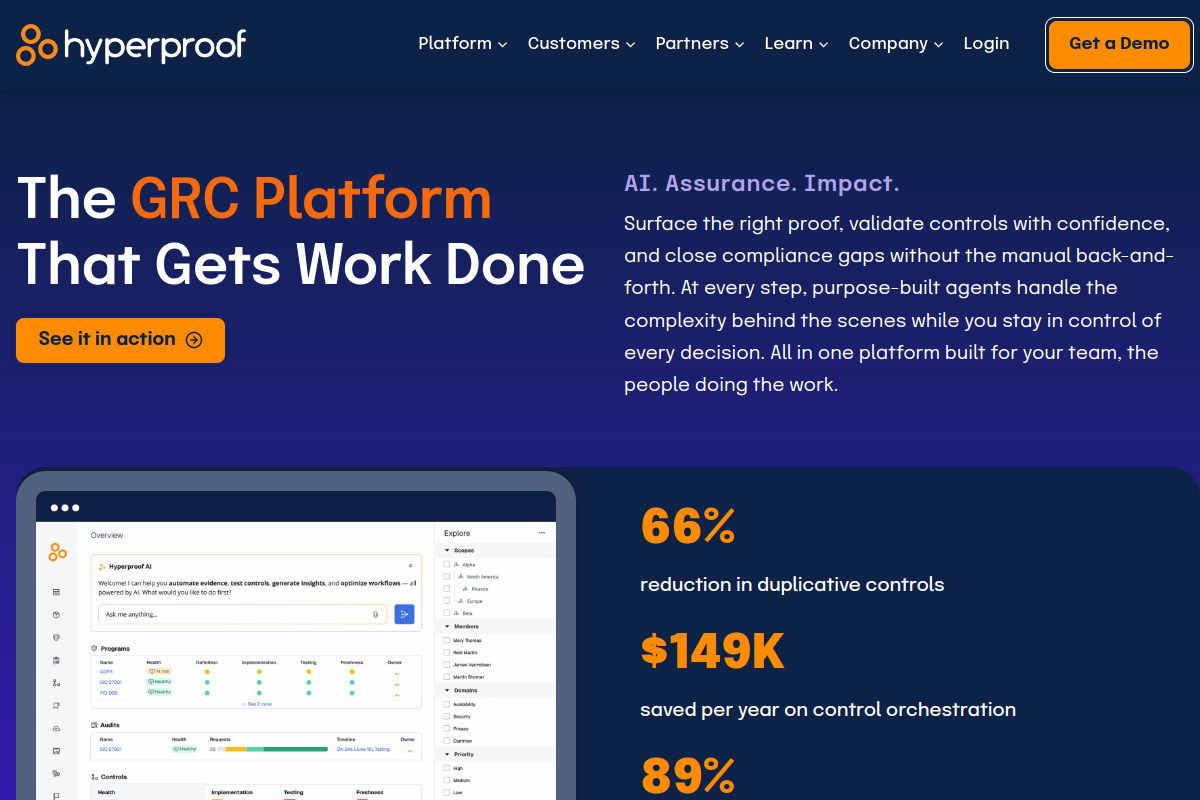 Hyperproof website screenshot 1